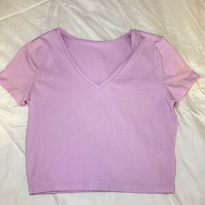 Pink purple cropped top t shirt